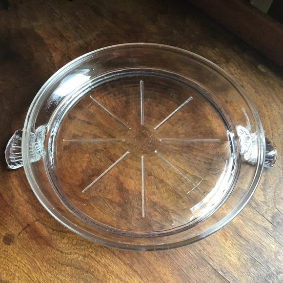 Vintage 1930's Fire King Clear Pressed Glass Trivet with Ornate Glass Handles - Picture 6 of 6